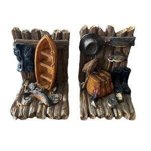 3D Fisherman’s 5” Log Bookends Fisherman's Cove Fish, Boat, Rods & Misc. Supplie